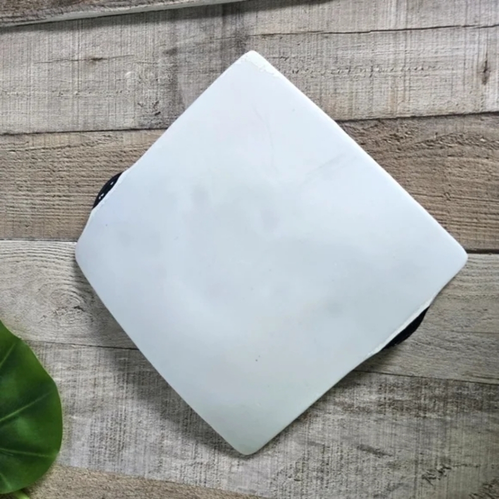 Handmade Square Ceramic Plate with River Design - Picture 3 of 4